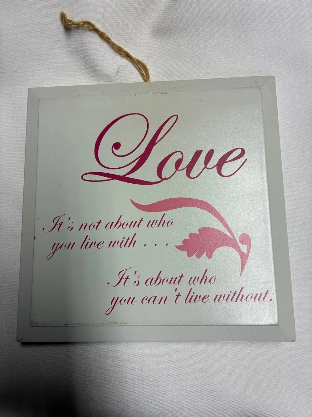 Love Quote Wall Plaque Pink Script Romantic Home Decor Sign 7x7
